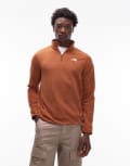 [The North Face] The North Face Glacier 1/4 zip logo fleece in dark orange S Burnt umber