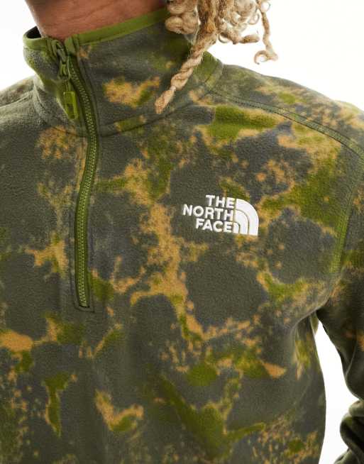The North Face Glacier 1/4 zip logo fleece in green moss camo print, 4 of 4