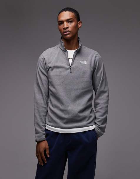 The North Face Glacier 1/4 zip logo fleece in heather grey - view 1