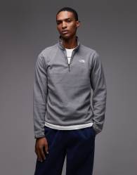 The North Face Glacier 1/4 zip logo fleece in heather grey
