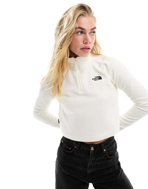 The North Face Glacier 1/4 zip logo fleece in off white - view 1