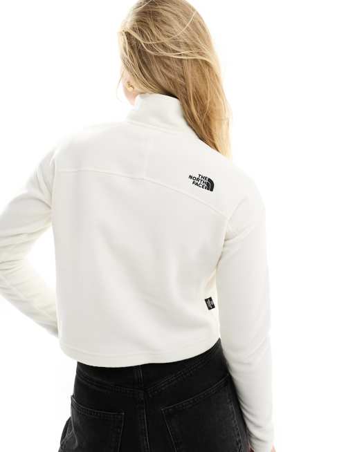 The North Face Glacier 1/4 zip logo fleece in off white