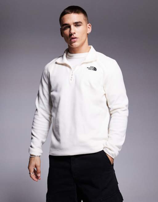 The North Face Glacier 1 4 zip logo fleece in off white ASOS