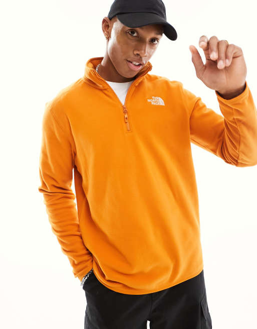 The North Face Glacier 1/4 zip logo fleece in orange