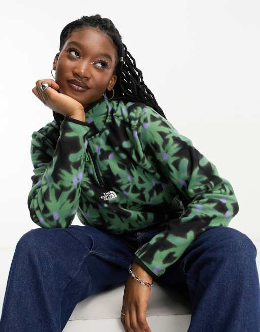 The North Face Glacier 1/4 zip oversized fleece in green flower print  Exclusive at ASOS