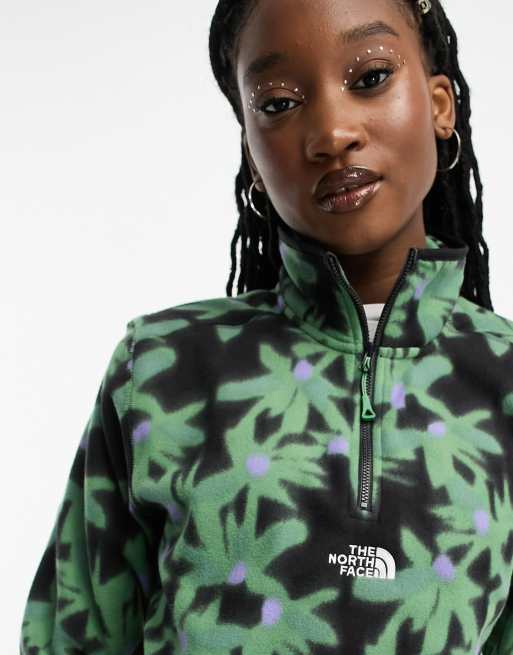 The North Face Glacier 1/4 zip oversized fleece in green flower print  Exclusive at ASOS