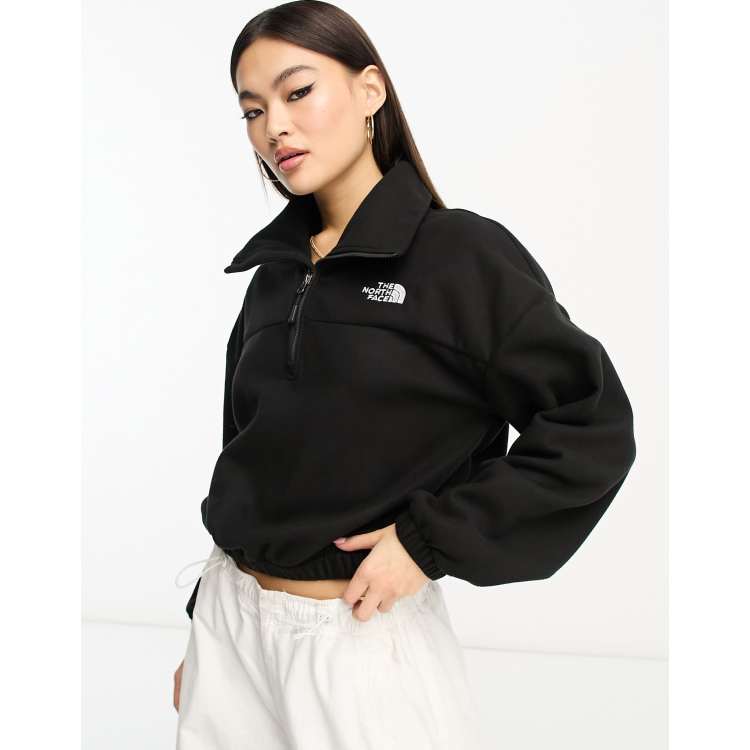 The North Face Glacier 1/4 zip wide neck fleece in black Exclusive at ASOS