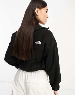 The North Face Glacier 1/4 zip wide neck fleece in black Exclusive