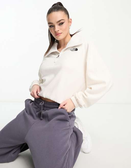 The North Face Glacier 1/4 zip wide neck fleece in cream Exclusive at ASOS