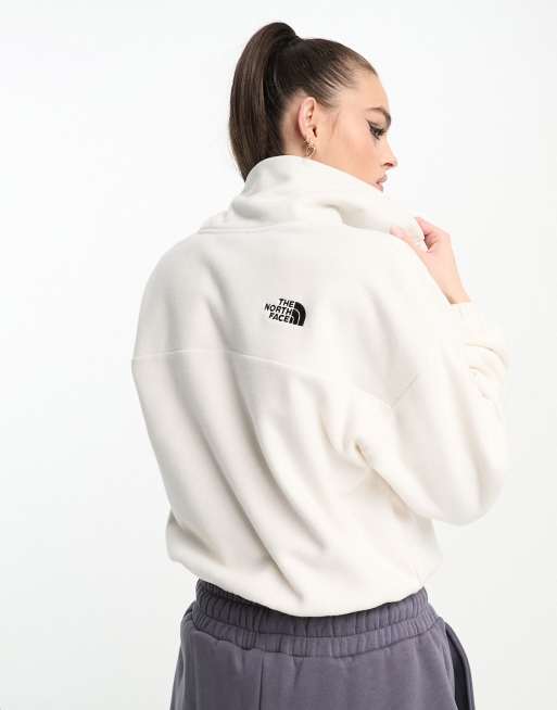 The North Face Glacier 1/4 zip wide neck fleece in cream Exclusive at ASOS