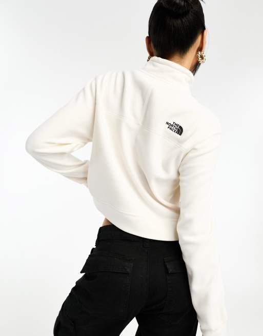 The North Face Glacier 100 1/2 zip boxy fit fleece in cream, 4 of 4