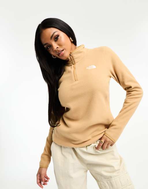 The North Face Glacier 100 1 4 zip fleece in beige ASOS