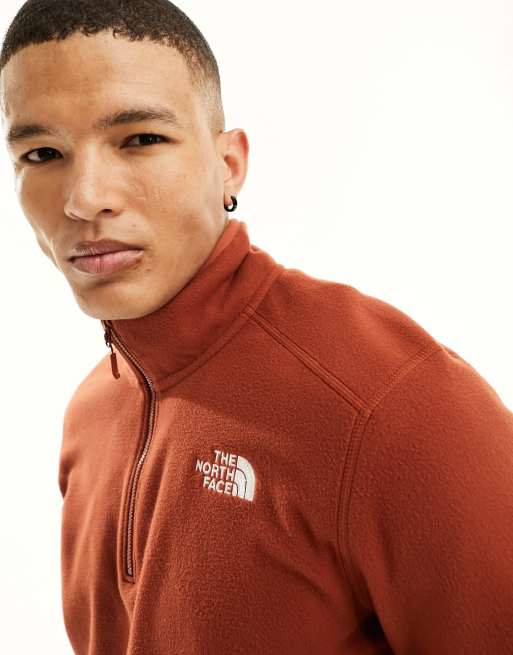 The North Face Glacier 100 1/4 zip fleece in brown, 2 of 4
