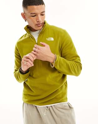 The North Face Glacier 100 1/4 zip fleece in khaki-Green