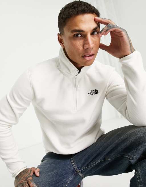 The North Face Glacier 100 1/4 zip fleece in off white