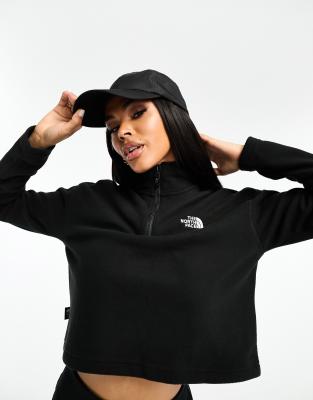 The North Face Glacier 100 cropped 1/4 zip fleece in black