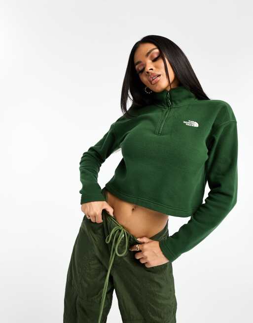 The North Face Polaire Courte Col Zippé 100 Crop Glacier Agave Green |  Sweats À Capuche & Pulls Femme