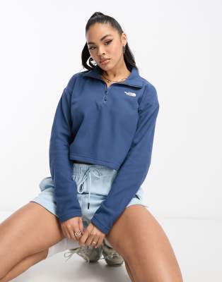 The North Face Glacier 100 cropped 1/4 zip fleece in navy