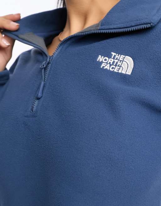 The North Face Glacier 100 cropped 1/4 zip fleece in navy, 3 of 4