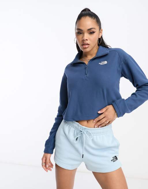 The North Face Glacier 100 cropped 1/4 zip fleece in navy, 4 of 4