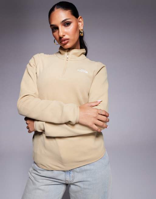 The North Face - Glacier - Beige fleece med kvart lynlås og logo, 2 af 4