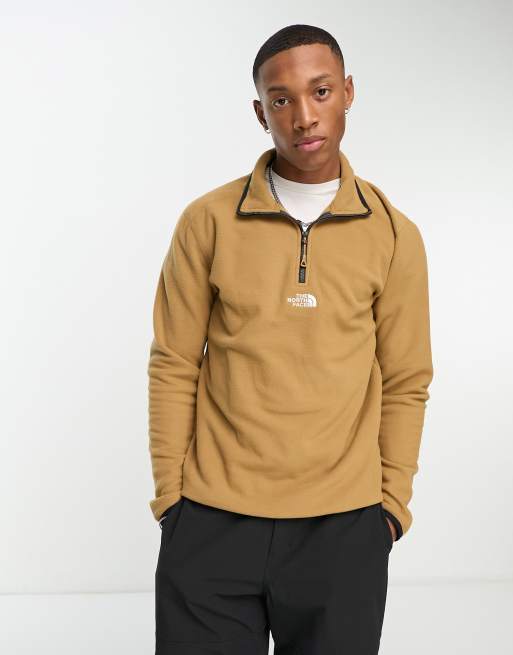 The North Face – Glacier – Brązowa bluza polarowa z logo na środku i zamkiem pod szyją – tylko w ASOS