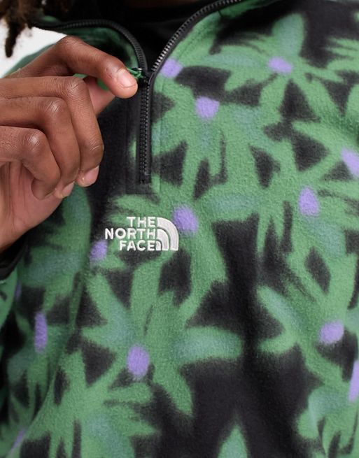 The North Face Glacier Centre Logo 1/4 Zip Fleece in Green for Men