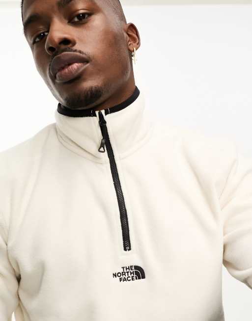 The North Face Glacier center logo 1/4 zip fleece in off white