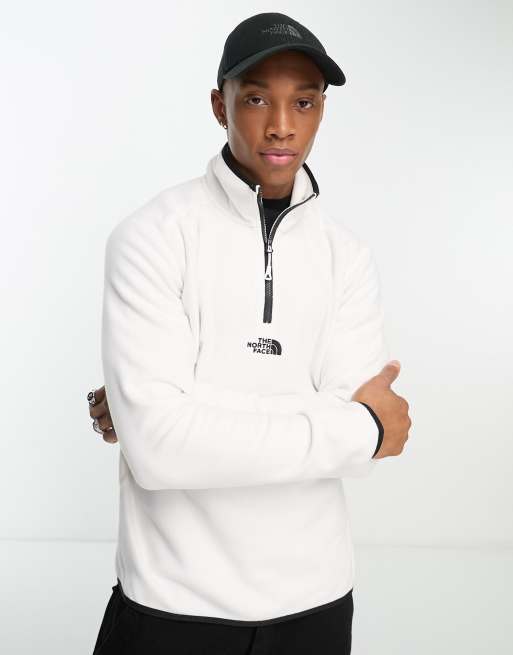 The North Face Glacier center logo 1/4 zip fleece in white Exclusive at ASOS