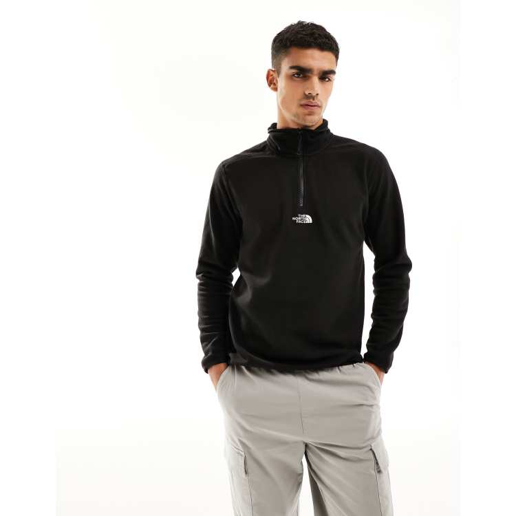 The North Face Glacier centre logo 1/4 zip fleece in black Exclusive at ASOS