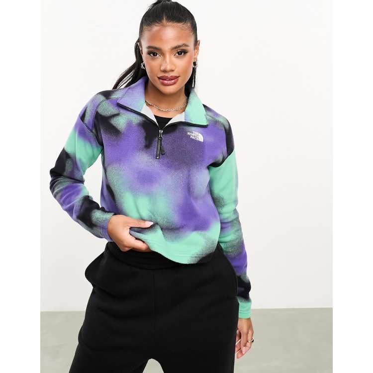 The North Face Glacier cropped 1/4 zip fleece in blue marble print  Exclusive at ASOS