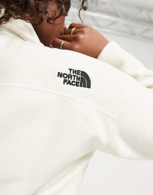 The North Face Glacier cropped 1/4 zip fleece in cream, 2 of 4