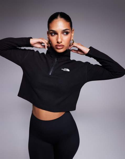 The North Face - Glacier - Cropped fleece met 1/4 rits en logo in zwart - view 1