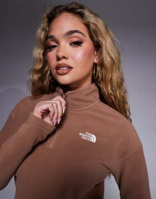 The North Face - Glacier - Cropped Fleece-Sweatshirt in Braun mit kurzem Reißverschluss