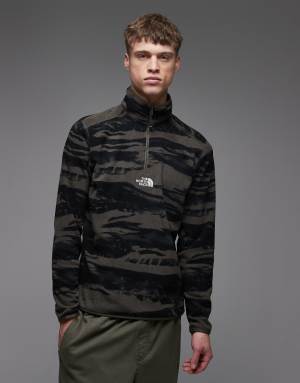 The North Face Glacier Embroidered Logo 1/4 zip in camo print