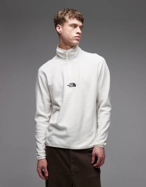 The North Face Glacier Embroidered Logo 1/4 zip in off white