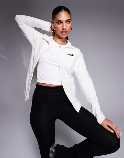The North Face - Glacier - Felpa bianco sporco in pile con logo e chiusura con zip - view 1