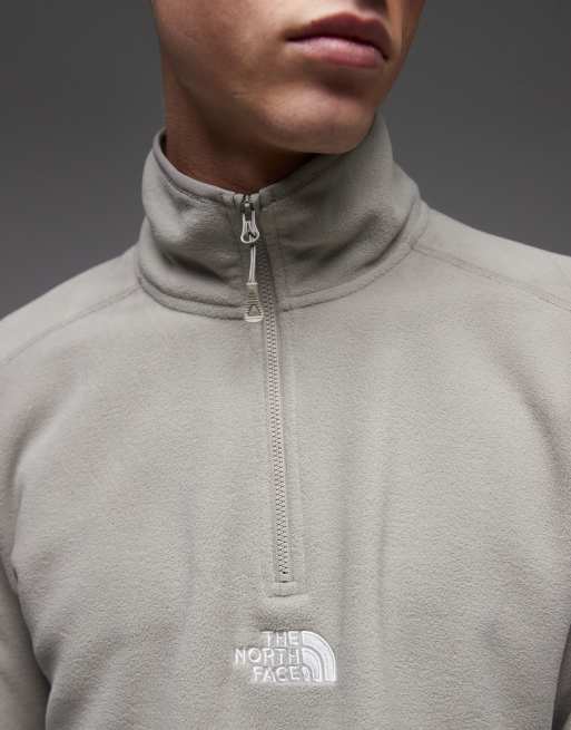 The North Face - Glacier - Felpa con logo ricamato e zip corta grigia, 5 di 5