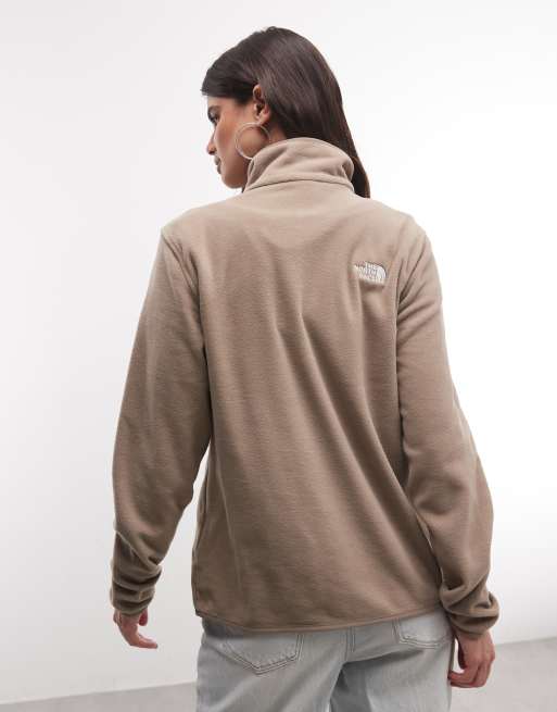 The North Face Glacier Fleece 1/4 zip jacket in brown, 4 of 4