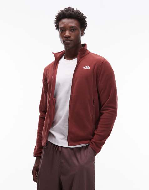 The North Face – Glacier – Fleece-Jacke in Burgunderrot mit Logo und Reißverschluss - view 1