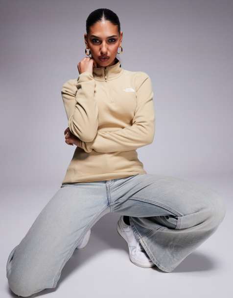 The North Face - Glacier - Fleece met kwart rits en logo in beige - view 1