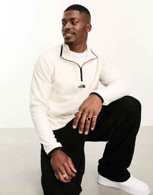 The North Face - Glacier - Fleece met logo in het midden en 1/4 rits in gebroken wit, exclusief bij ASOS