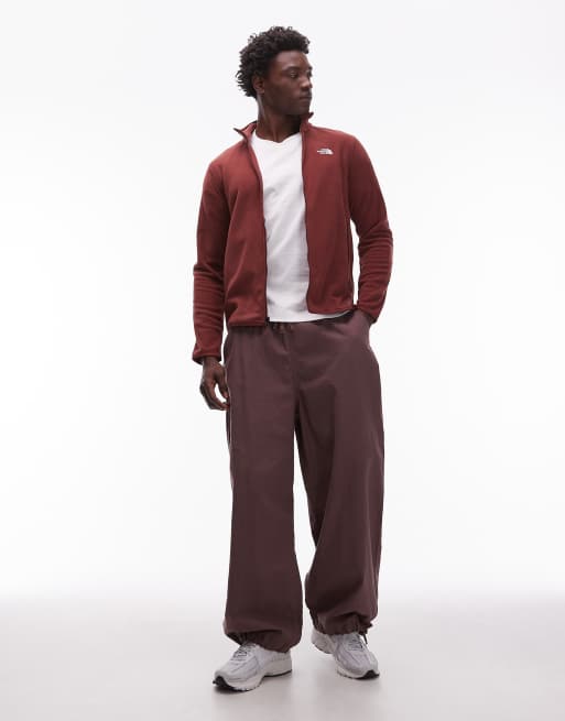 The North Face - Glacier - Fleece met rits en logo in bordeauxrood, 2 van 5