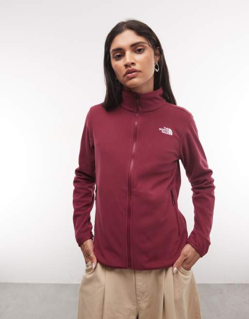 The North Face Glacier Fleece mit durchgehendem Reißverschluss in Burgunderrot, 3 von 4