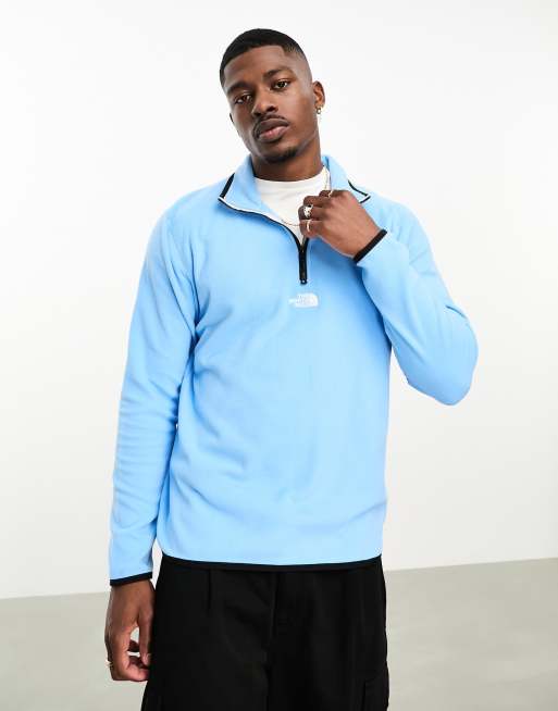 The North Face – Glacier – Fleece-Pullover in Blau mit mittigem Logo und kurzem Reißverschluss, exklusiv bei ASOS