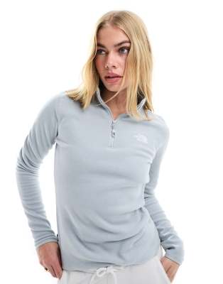 The North Face - Glacier - Fleece-Pullover in Grau mit kurzem Reißverschluss und Logo