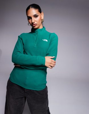 The North Face - Glacier - Fleece-Sweatshirt in Grün mit kurzem Reißverschluss und Logo