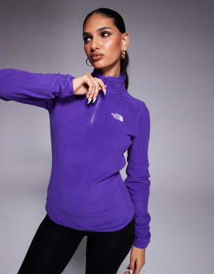 The North Face - Glacier - Fleece-Sweatshirt in Lila mit kurzem Reißverschluss und Logo