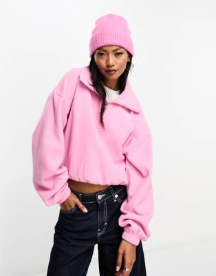 The North Face - Glacier - Fleece-Sweatshirt in Rosa mit kurzem Reißverschluss und breitem Kragen, exklusiv bei ASOS