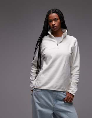 The North Face - Glacier - Fleece-Sweatshirt in Wollweiß mit kurzem Reißverschluss
